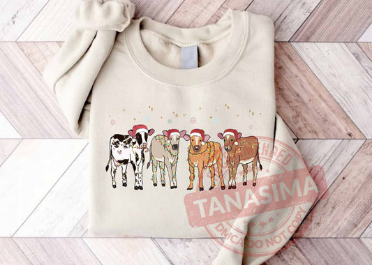 CHRISTMAS COWS SHIRT OR SWEATSHIRT