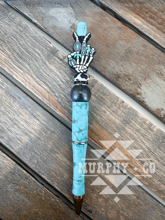 TURQUOISE SKELLIE HAND PEN