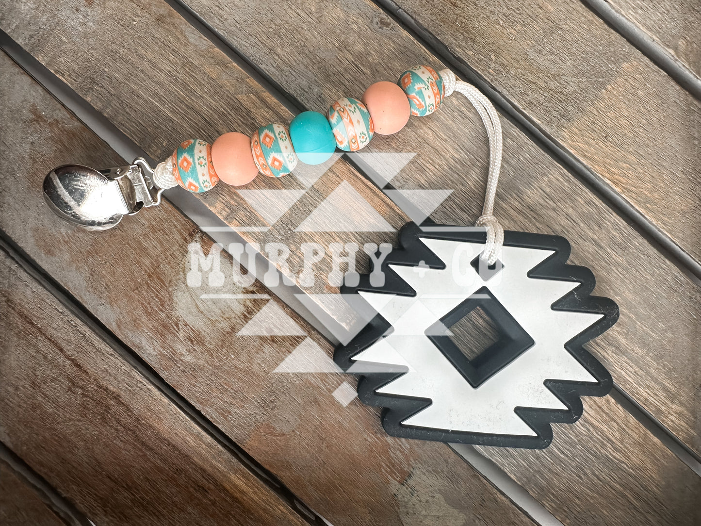 CUSTOM BLACK + WHITE AZTEC TEETHER