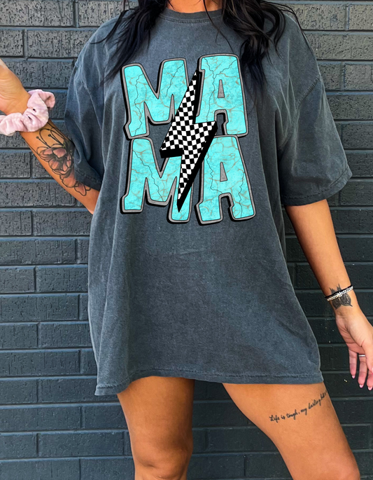 TURQUOISE BOLTED MAMA SHIRT OR SWEATSHIRT