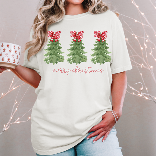 BOW CHRISTMAS TREES SHIRT OR SWEATSHIRT