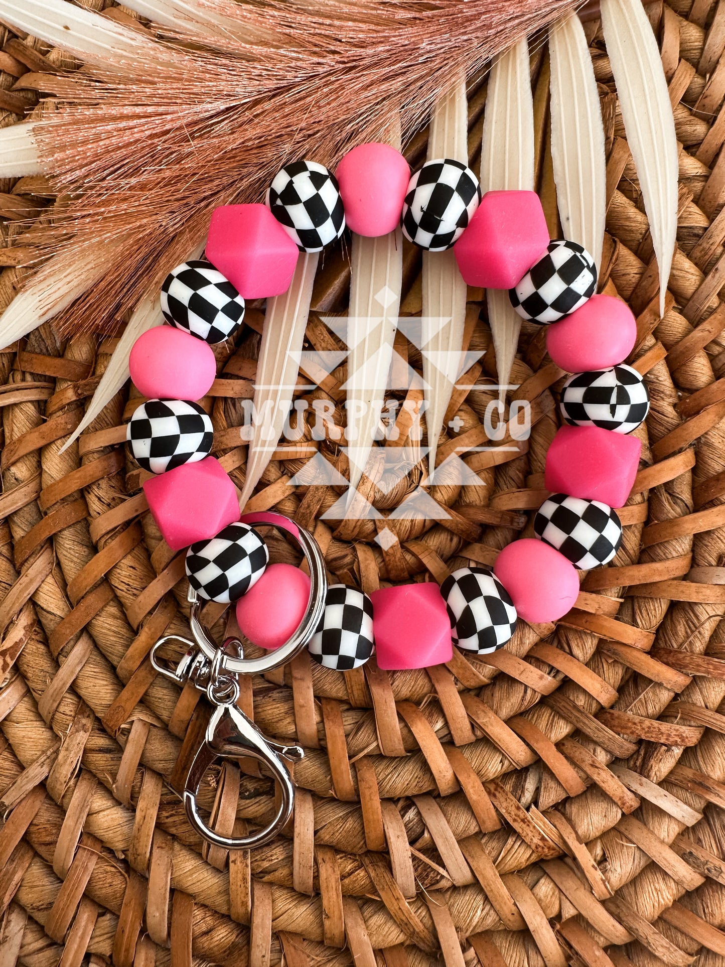 HOT PINK + BLACK CHECKER WRISTLET