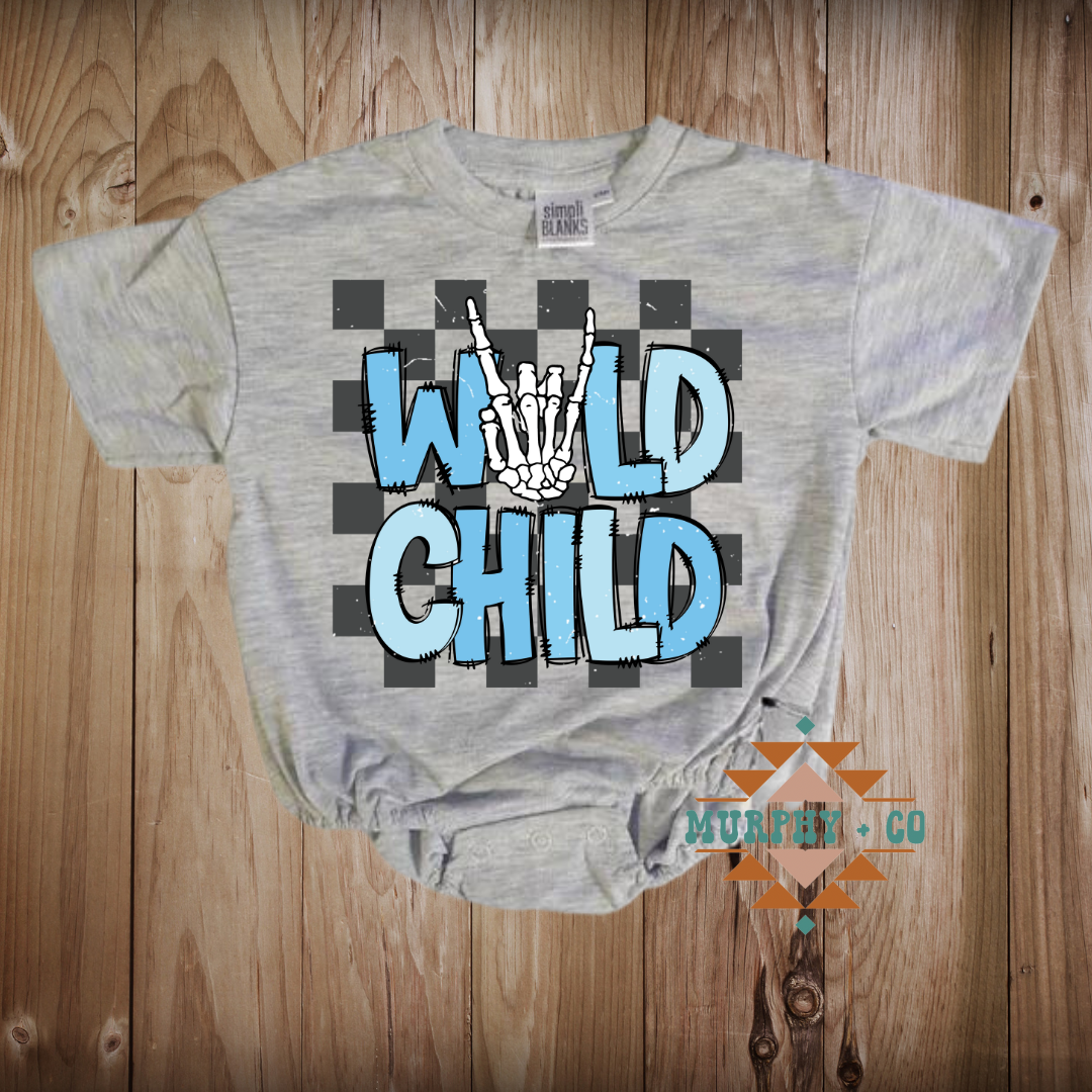 INFANT-  BLUE WILD CHILD BODY SUIT OR BUBBLE ROMPER