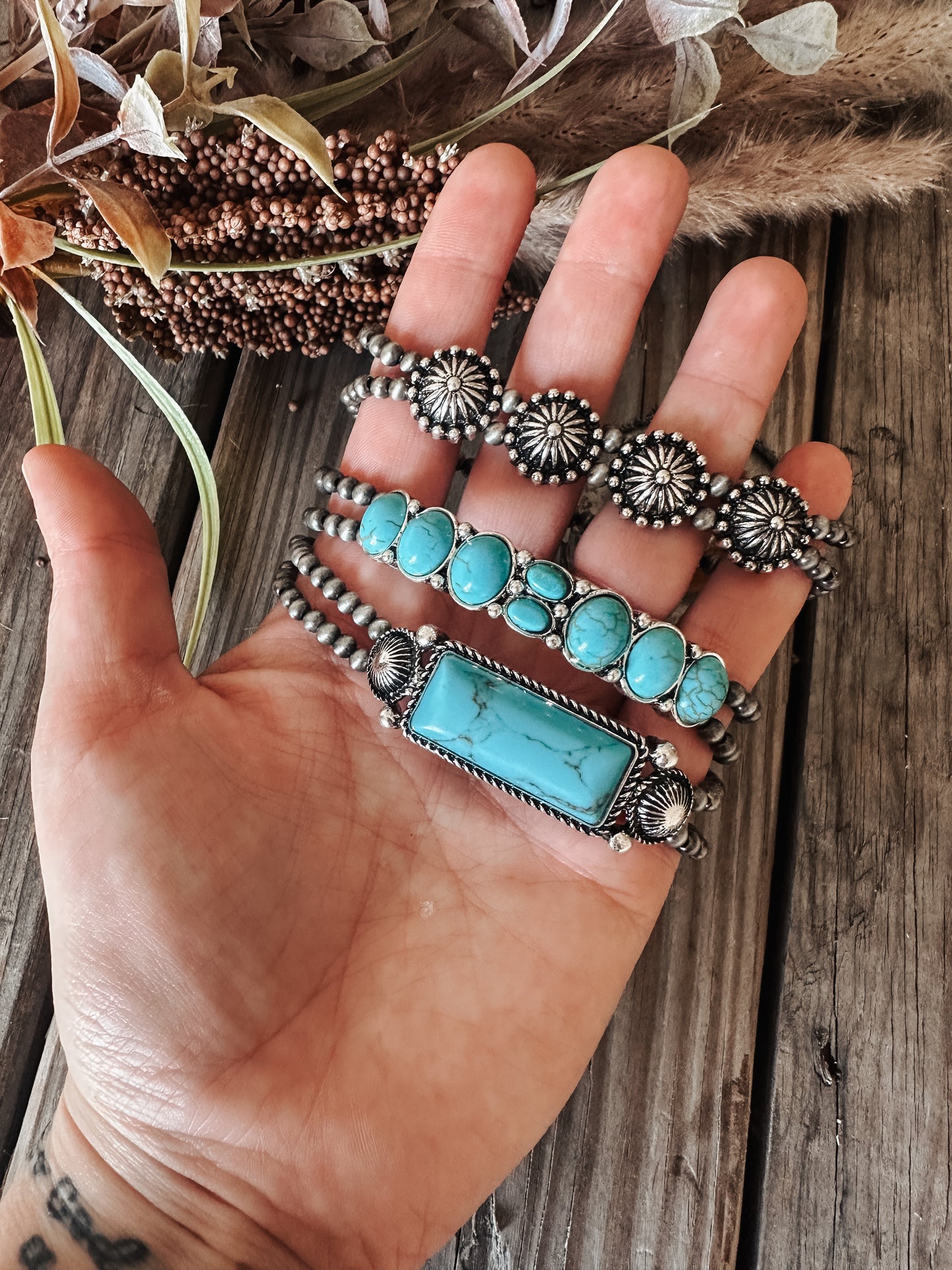 SET OF 3 TURQUOISE STRETCH BRACELETS