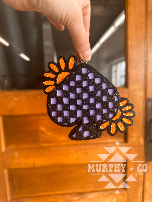 PURPLE + ORANGE CHECKER SPADE FRESHIE