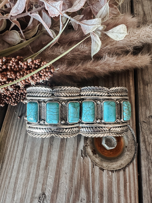 TURQUOISE FEATHERSTONE STRETCH BRACELET