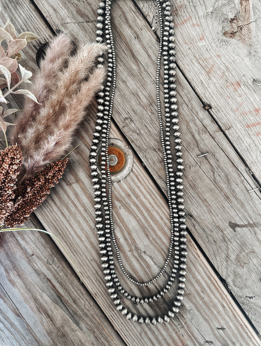 LONG NAVAJO PEARL TRIO NECKLACE