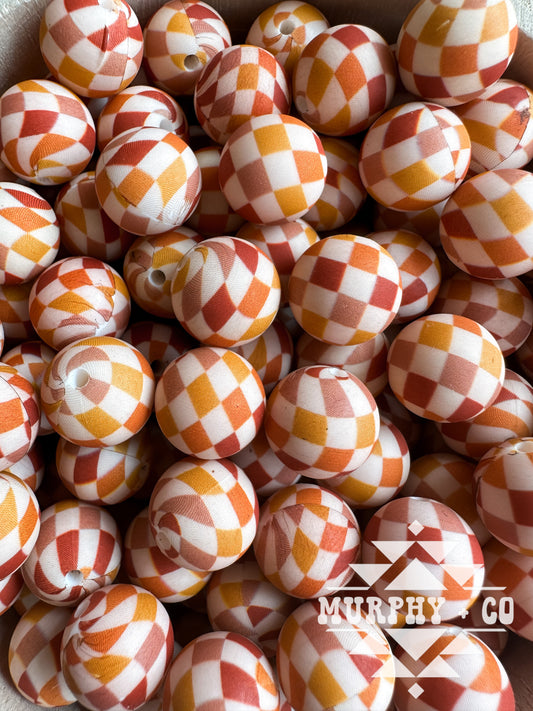 15MM CUSTOM FALL CHECKER PRINT BEADS