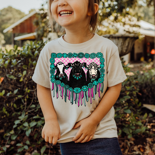 TODDLER - TURQUOISE COW SHIRT