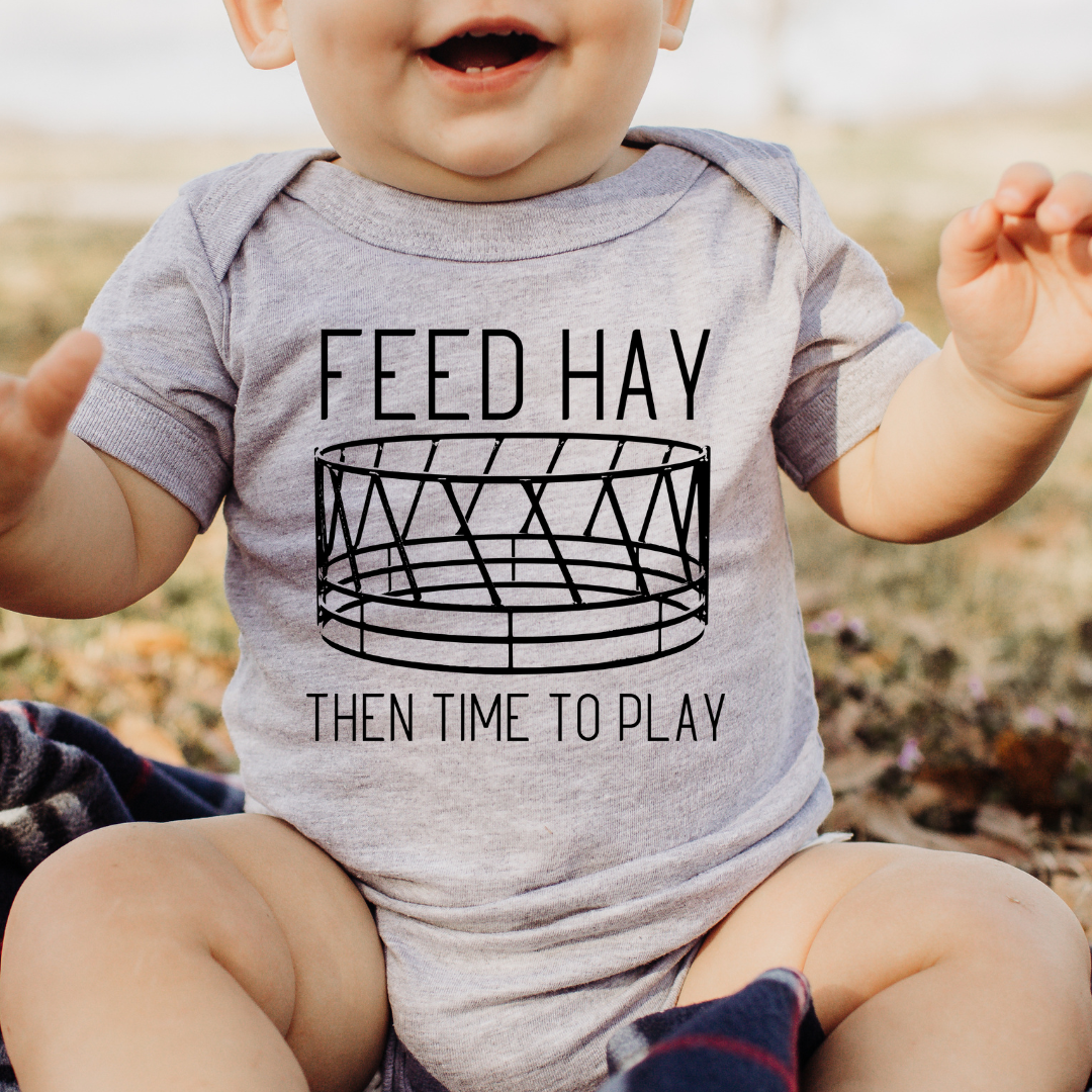 INFANT- FEED HAY BODY SUIT OR BUBBLE ROMPER