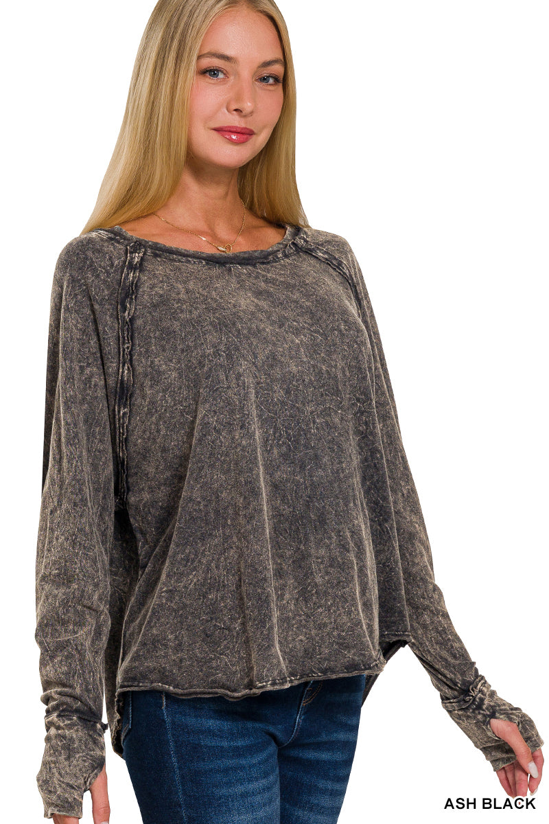 THE LARIAT LONG SLEEVE TOP - ASH BLACK