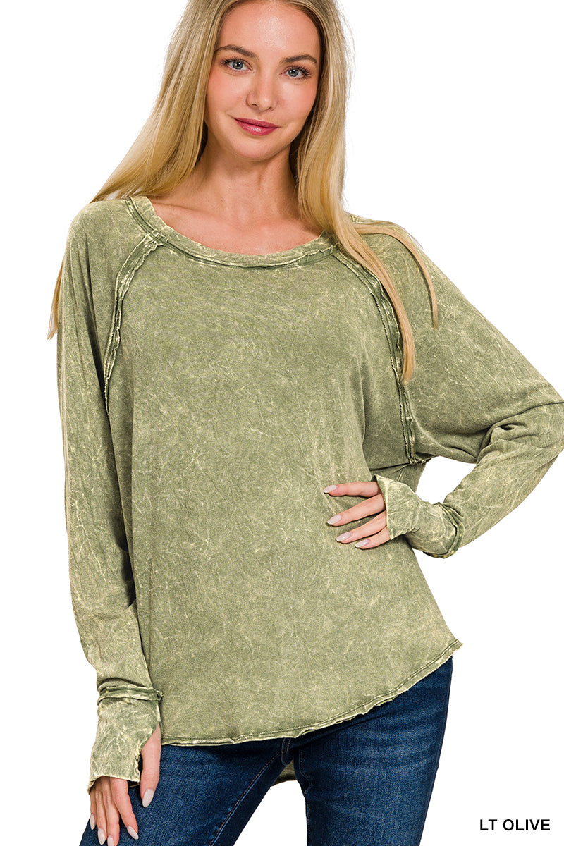 THE LARIAT LONG SLEEVE TOP - OLIVE