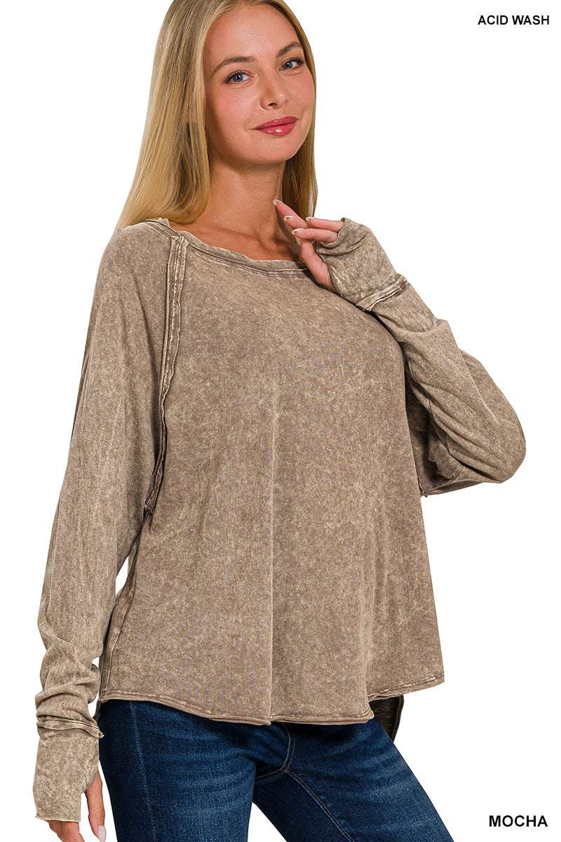 THE LARIAT LONG SLEEVE TOP - MOCHA