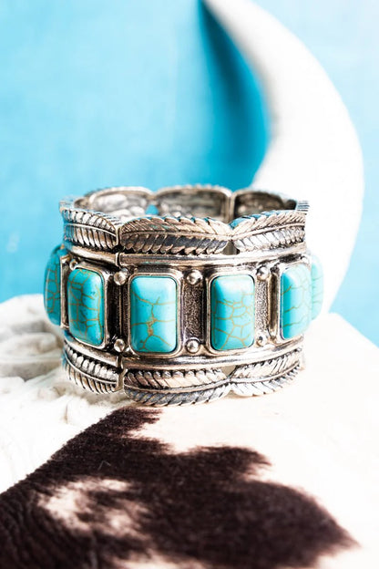 TURQUOISE FEATHERSTONE STRETCH BRACELET